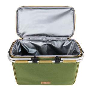 Camping Insulated Cooler Bag 20L Canvas Zipper Closure Picnic Handled Green Cooler Bags - Product Image 5
