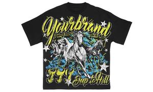 T-shirt imprimé avec logo personnalisé, broderie appliquée, style streetwear, manches courtes, coton, vêtements de sport pour hommes, ensemble court - Product Image 5