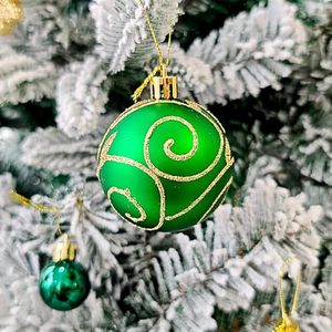 Stripes Flakes <b>Red</b> Green Gold Christmas Tree Balls Festive Xmas Tree Hanging Decoration <b>Ornaments</b> - Product Image 4