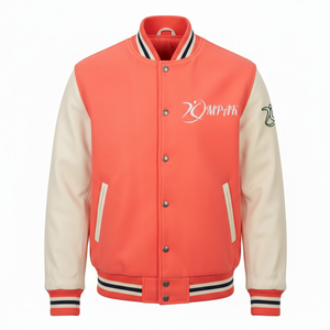 Prendas Exteriores de Moda con Mangas de Cuero Estéticas y Deportivas, Letras de Chenilla, Estilo Americano Sostenible - Product Image 1