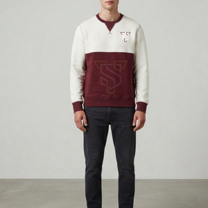 Sudadera de Cuello Redondo para Hombre, Corte Holgado, Logotipo Bordado, Color Sólido, Informal, Felpa, 100% Algodón, Transpirable, Invierno - Product Image 1