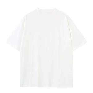 เสื้อยืดคอกลมแขนสั้นทรงโอเวอร์ไซส์สำหรับผู้ชาย สีพื้น ผ้าฝ้ายเจอร์ซีย์ 100% สไตล์ลำลอง ถักทอแบบเรียบ - Product Image 4