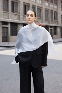 Traje de Mujer de Longitud Regular con Cuello con Muescas, Oversize, con un Solo Botón, de Poliéster/Rayón/Spandex, Transpirable, de Corte Regular, Color Liso - Product Image 4