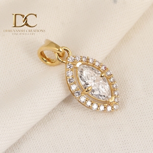 IGI Certified Jewelry for Women's Necklace 14KT <b>Solid</b> Yellow <b>Gold</b> Lab Grown Diamond Round Marquise Brilliant Cut <b>Pendant</b> Charm - Product Image 4