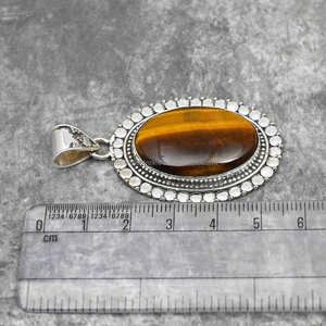 Pendentif en argent sterling massif 925 oeil de tigre pendentif en pierre précieuse bijoux en argent faits à la main bijoux oeil de tigre cadeaux de noël pour elle - Product Image 5