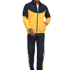 Survêtement pour homme, couleur marine et jaune, style sportif, coupe régulière, respirant, polyester, vêtements d'hiver - Product Image 1