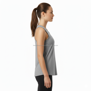 Private Label 100% Cotton Jersey O-Neck Tank <b>Top</b> Women Custom Brand Curved Hem Gym Fitness Sleeveless Breathable Anti-Pilling - Product Image 3