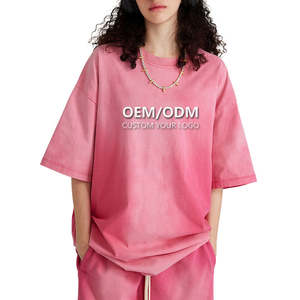 T-shirt homme en coton pur, col rond, manches courtes, délavé, style streetwear américain, dégradé de couleurs, coupe ample - Product Image 3