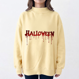เสื้อสเวตเชิ้ตโอเวอร์ไซส์สำหรับผู้หญิง คอเต่า แขนยาว ผ้าฝ้าย ระบายอากาศได้ดี สไตล์ลำลองสำหรับฤดูใบไม้ร่วง พิมพ์ลายตัวอักษรด้านหน้า - Product Image 4
