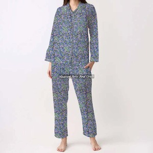 Soft Block Print Co-Ord Set For Women Long Pj For Spring/Summer Floral/Character/Letter/Pattern/Vacation/Coconut Tree Pattern - Product Image 2
