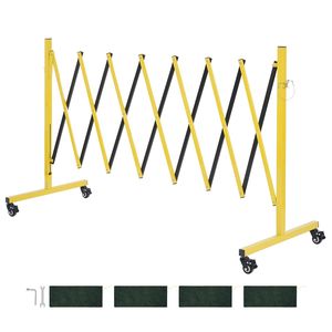 Barrera de Seguridad Móvil Expandible Industrial de 12 Pies, Barrera Plegable Portátil con Ruedas con Bloqueo y Cinta de Advertencia Flexible - Product Image 1