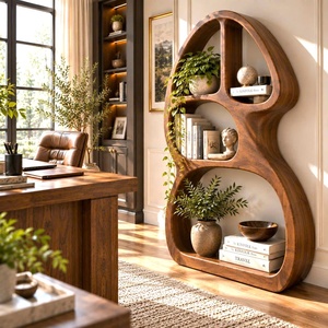 Estantería Moderna de Madera con Curvas Orgánicas y Estantes Fluidos para una Biblioteca Artística en el Hogar o un Elegante Adorno para la Sala de Estar - Product Image 3