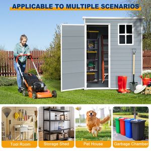 Caseta de Almacenamiento Exterior de Resina de 1.52m x 0.91m, Caseta de Jardín de Plástico Gris con Puerta con Cerradura para Patio Trasero (W540S00019) - Product Image 3