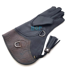 Gant de fauconnerie en cuir véritable robuste pour homme – Protège-bras extra long pour la manipulation des faucons, des houkats et des aigles - Product Image 1