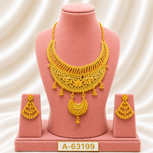 Wholesale Traditional Gold Color Bridal Necklace <b>Set</b> with Matching Drop Earrings A-63197 - Product Image 4