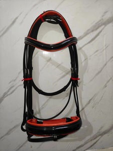 Bridon anatomique mono-couronne le plus vendu, forme coupée, orange, avec têtière rembourrée confortable, disponible au prix de gros - Product Image 3