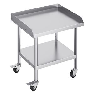 Tavolo da Lavoro Commerciale in Acciaio Inox 24x28x30 con 4 Ruote e Alzatina su 3 Lati per Preparazione Alimenti - Product Image 1