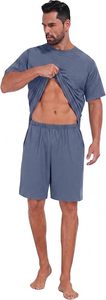 Conjunto de Camiseta de Manga Corta y Pantalones Cortos de Algodón Tejido de Color Sólido para Hombre, Talla Grande, Ropa Casual de Verano - Product Image 4