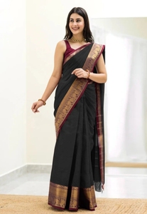 KV Traditional Embroidered Banarasi Silk <b>Satin</b> <b>Saree</b> for Party Occasions-Wrinkle-Free & Reversible - Product Image 6