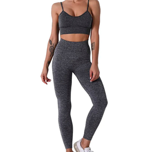 Ensemble de yoga respirant sans couture personnalisé pour femmes, haut court à manches longues, leggings taille haute, vêtements de sport - Product Image 3