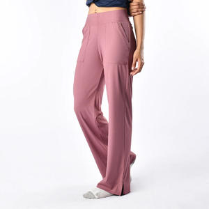 Mid Waist Plaid Pattern v Shaping Yoga Leggings Pockets Wide Leg Flared Design Spandex/Polyester Four-Way Stretch for <b>Women</b>-New - Product Image 6