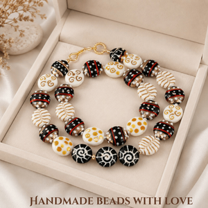 Premium Handmade Lampwork Fancy Glass <b>Beads</b> <b>Bracelet</b> 25mm Disc Design for Jewelry Making Fashion Accessories and Elegant Gift - Product Image 5