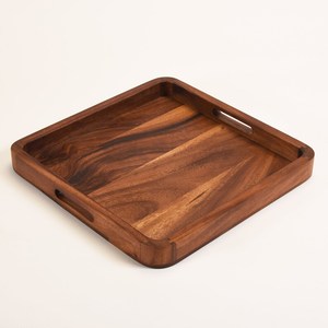 Wooden Rectangle Serving Tray With Handle Rustic Decorative Trays Handcrafted Wood Surface Serving Trays By TIMELESS CRAFT - Product Image 2
