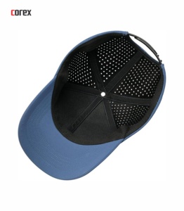 Casquette de baseball à 6 panneaux découpée au laser bleue, 100 % polyester, maille respirante, broderie 3D, ajustement par bouton, unisexe, pour l'extérieur, les voyages, le printemps - Product Image 5
