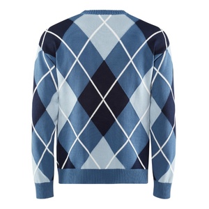 Men's Knitted <b>Argyle</b> Pattern Pullover <b>Sweater</b> Full Sleeve Regular Fit Autumn Wear 2027 - Product Image 3