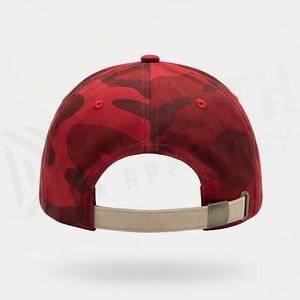 Casquette de baseball camouflage rouge 6 panneaux réglable avec fermeture snapback unisexe en tissu sergé style décontracté pour adulte - Product Image 2