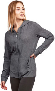 Sweat à capuche zippé pour femme, personnalisable avec logo, en molleton décontracté, vente en gros OEM - Product Image 4
