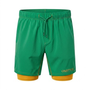 Pantalones Cortos Deportivos 2 en 1 para Hombre ONSTYLE, Negros y Verdes, con Forro de Compresión, Secado Rápido, con Cordón Ajustable, para Entrenamiento Atlético - Product Image 2