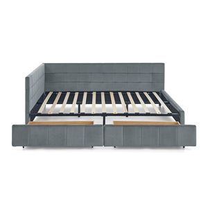 <b>Queen</b> <b>Size</b> Storage Tufted <b>Bed</b> <b>Frame</b> with Comfortable Backrest Armrests Upholstered <b>Queen</b> <b>Size</b> <b>Bed</b> Bedro - Product Image 6