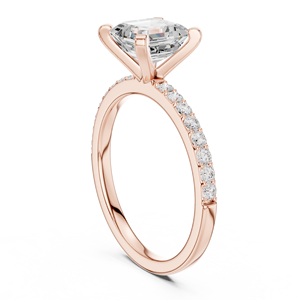 Rose Gold Emerald Cut Lab Grown Diamond Pavé Engagement Ring Wedding Ring for Women - Product Image 2