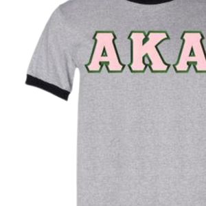 Camiseta AKA con letras para mujer, rosa, gris jaspeado, verde, de algodón, informal, a la moda, de manga corta, estilo griego, cómoda para el día a día - Product Image 3