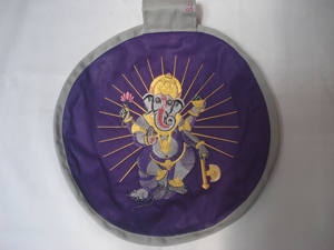 Purple <b>Round</b> Meditation <b>Cushion</b> with Ganesha Embroidery Polyester Material Eco-Friendly Portable for Adults Yoga Relaxation - Product Image 1