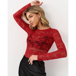 Body de Mujer de Malla Transparente, Cómodo, de Alta Elasticidad, Estilo Sencillo, para Uso Diario Informal - Product Image 5