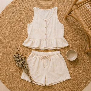 Ensemble de pyjama en gaze de coton pour femmes, vêtements de détente et de sommeil, écologiques, respirants, vêtements de maison pour femmes - Product Image 6