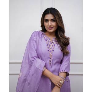 Ensemble élégant JC Purple pour soirée, haut et bas avec dupatta, taille XL - Product Image 4