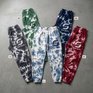 Pantalones Deportivos Tie Dye para Hombre, Cintura Elástica, Casuales, Azules y Blancos con Estampado, Transpirables, de Punto Medio, Estilo Primavera - Product Image 3