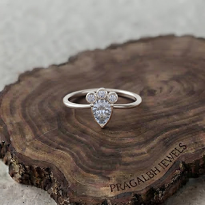 Anillo de Compromiso con Diamantes Cultivados en Laboratorio, Corte Pera, Oro Amarillo de 18k, Bañado en Rodio, Certificado IGI, Anillo de Novia Minimalista y Pequeño - Product Image 3