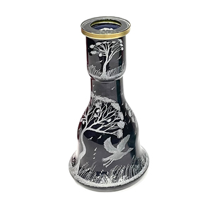 Vase à chicha Farida Hookahs en verre gravé profond, finition miroir, type courbé, 30 cm, luxe - Product Image 1