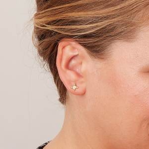 Boucles d'oreilles élégantes et uniques en argent sterling 925 plaqué or 18 carats avec diamants, motif étoile, cadeau tendance - Product Image 2