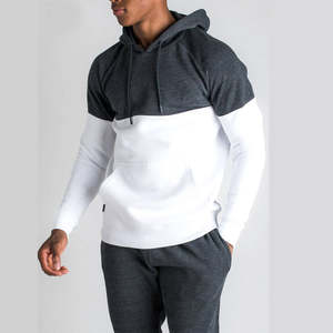 Conjunto Deportivo Informal para Hombre, Sudadera con Capucha de Dos Tonos, Blanco y Gris Oscuro, Ropa Deportiva de Moda para Gimnasio y Uso Diario - Product Image 2