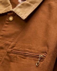 Chaqueta de Trabajo Francesa Personalizada para Hombre 2026 al por Mayor, Abrigo de Trabajo de Sarga de Algodón Marrón OEM, Uniforme de Trabajo Duradero, Ropa Exterior Utilitaria - Product Image 4