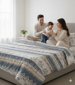 Ensemble de draps en microfibre ultra doux 400TC, taille King, motif rayé imprimé, drap-housse, drap plat, 2 taies d'oreiller pour usage hôtelier - Product Image 1