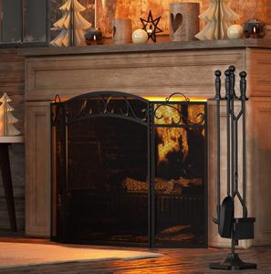 Wholesale Price Cast iron fireplace <b>tool</b> <b>set</b> 5 piece poker tongs shovel Traditional black metal <b>fire</b> <b>tools</b> Log holder - Product Image 1