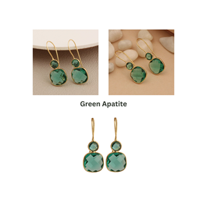 Gold Plated Drop <b>Earrings</b> With <b>Green</b> Amethyst Bezel Setting Geometric Fashion Dangle Jewelry For Women - Product Image 5