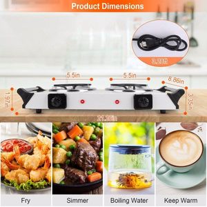 2000W Portable Electric <b>Stove</b> Hot Plate with Double Burners and 5-Level Temperature Control Stay Cool Handle Hot Countertop - Product Image 3