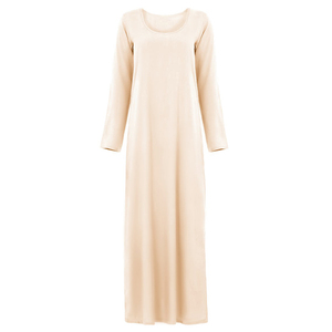 Robe longue respirante en coton (95%) et élasthanne (5%) de 220g, taille naturelle, teinte unie, tissée, écologique, collection automne – Meilleure vente - Product Image 1